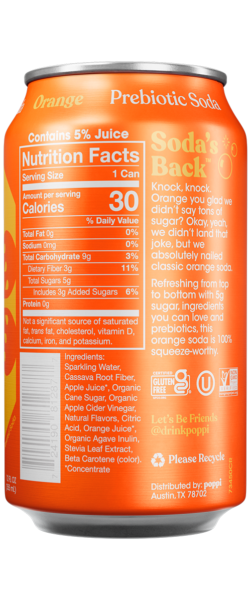 Poppi Soda orange back