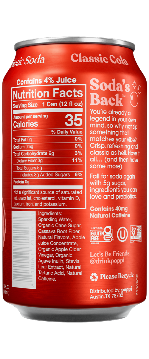 Poppi classic cola back