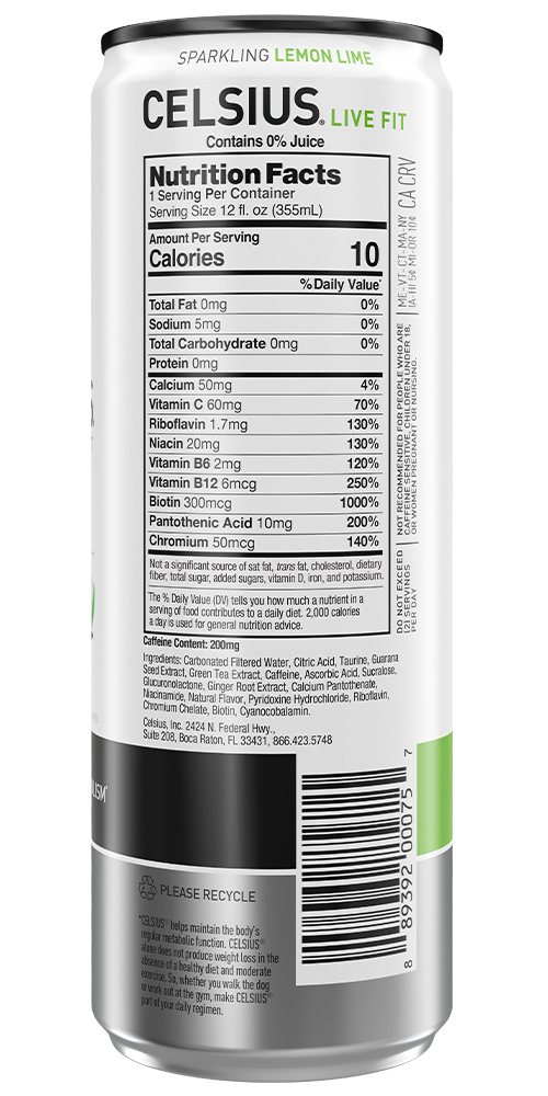 Celsius Sparkling Lemon Lime Back