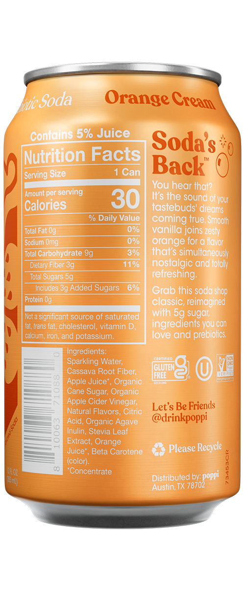 Poppi Soda orange cream back