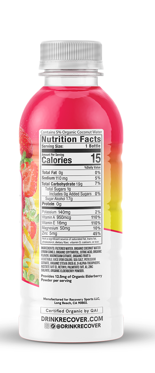 Recover 180 Strawberry Banana back 16oz bottle
