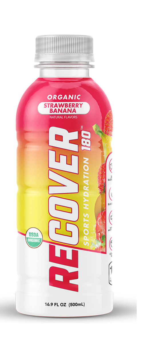 Recover 180 Strawberry Banana - front 16oz bottle
