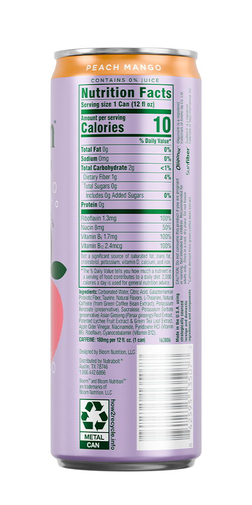 Bloom Peach mango 12oz back