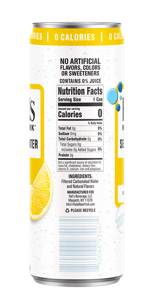 Hals Seltzer 12oz can Lemon back