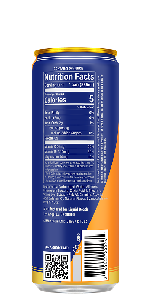 LD Orange Horror 12oz Energy Back