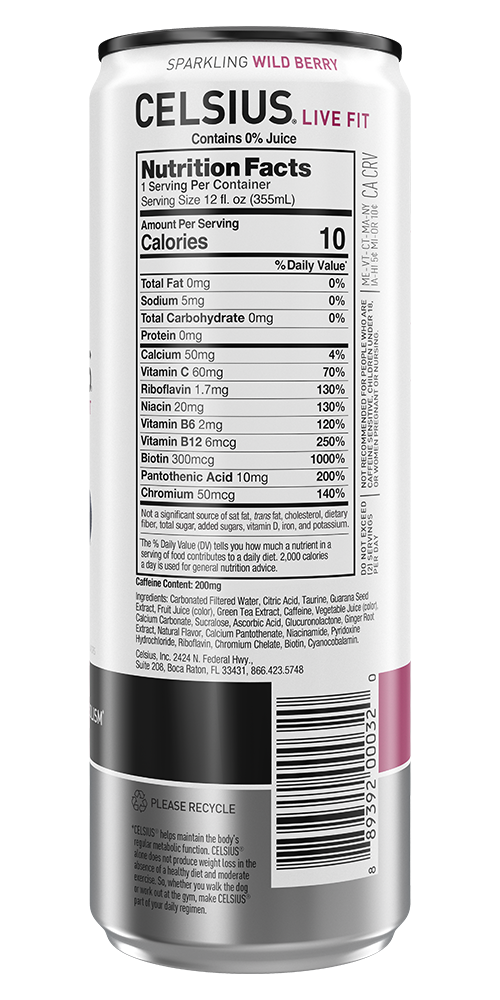 Celsius Sparkling Wild Berry Back