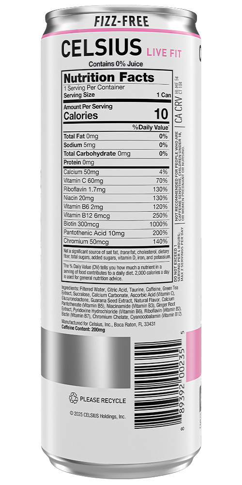 Celsius Fizz Free Pink Lemonade Back