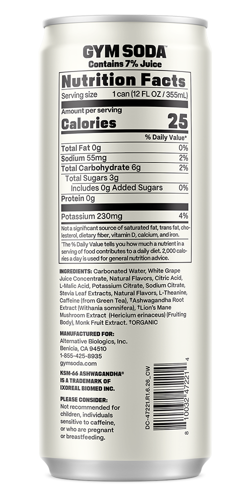GYM SODA ENERGY TROPICAL PUNCH BACK